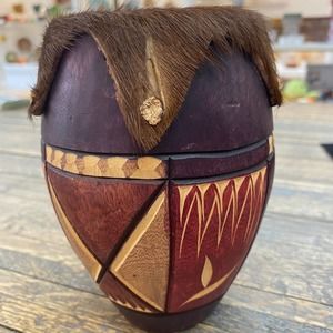 Handmade Carved Wooden Drum with Animal Skin Top {30% off bundled}